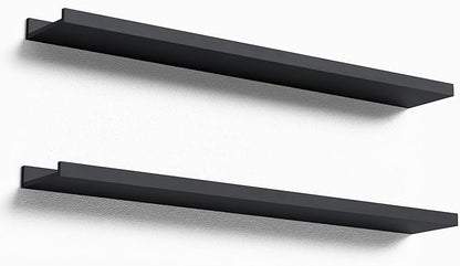 Boswillon 35.4 Inches Long Floating Shelves Wall Mounted, 2 Set Modern Black Wall Shelf for Bedroom, Nursery Book Shelf with Lip, Picture Ledge Shelf for Decor Living Room Bathroom Kitchen- Black