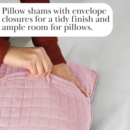 Southshore Fine Living, Inc. Pink King Quilt Set with 2 Pillow Shams, Stitched Lightweight Coverlet, King Size, Stain & Pet Hair Resistant Bedding Set, Fits Standard or California Beds, Pastel Pink