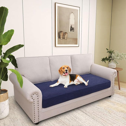 hyha Individual Couch Cushion Covers, Stretch Magic Sofa Seat Cushion Covers Washable, Dog Couch Sofa Slipcover for Pets, Kid with Elastic Bottom(Large, Navy)