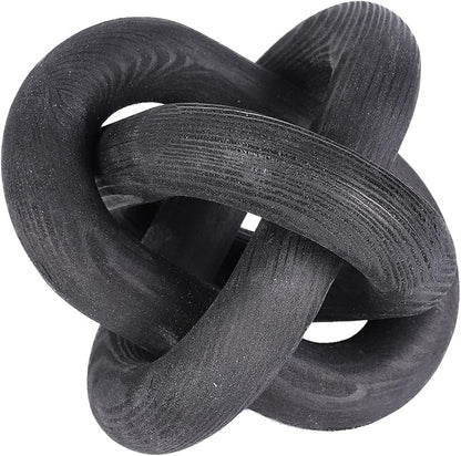 Jlong Wood Knot Decor, 3-Link Wood Chain Link Coffee Table Decor, Small Shelf Decor Accents, Hand Carved Modern Farmhouse Boho Wooden Knot Decorative Chain Wood Decor for Living Room Bedroom Office