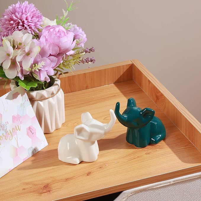 PUDDING CABIN 2 Pack Elephant Ring Holder Figurines Wedding Gifts for Couples Cute Table Desk Preppy Room Decor Elephant Gifts for Women Mom Mothers Day Birthday Christmas