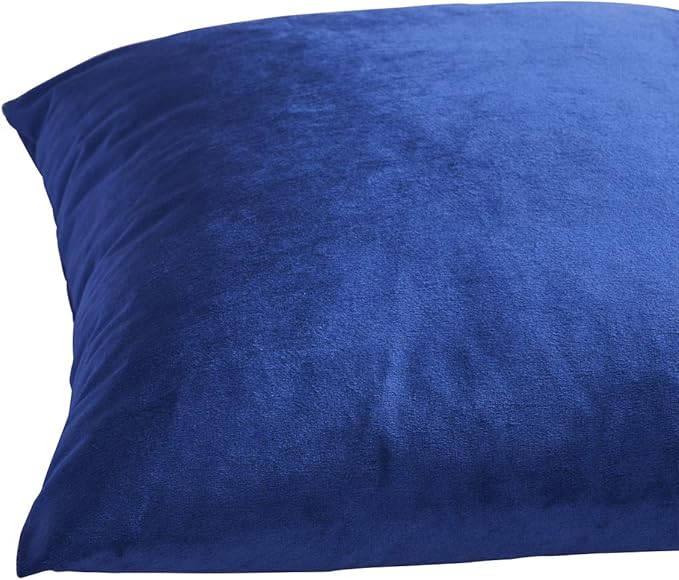 GIGIZAZA Blue Decorative Velvet Pillow Covers, 22x22 Square Couch Solid Throw Pillows Bedroom Set of 2 Home Decor Super Soft Cushion Cover for Living Room