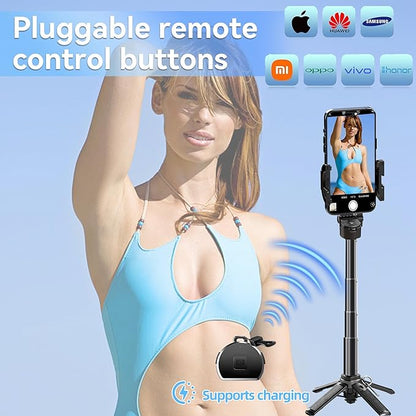 70" Tripod for Phone, Portable All in One Extendable Cell Phone Tripod Stand, Tall Travel Tripods for Recording Video Selfies Photo, with Wireless Remote Control for iPhone、Samsung、Android