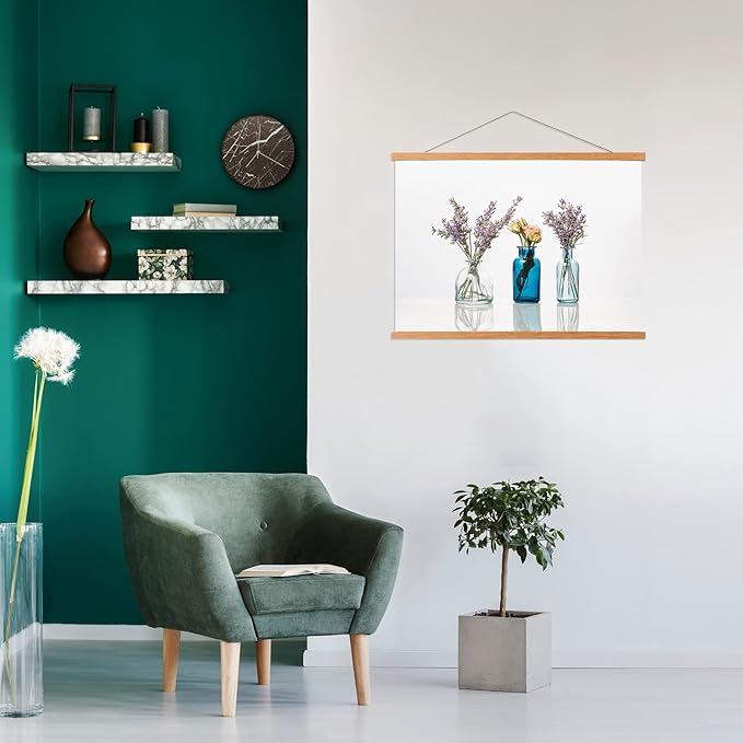 FALAMON Magnetic Poster Hanger Frame, 30x40 30x36 30x20 Teak Wood Magnet Poster Frame for Posters, Prints, Photos, Pictures, Maps, Scrolls, and Canvas Artwork