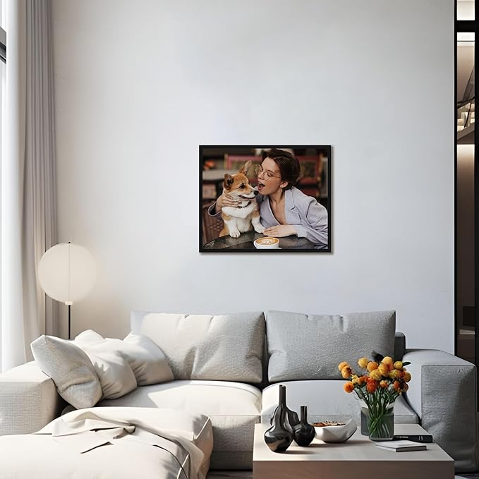 jenesaisquoi Upload Your Photo Image Custom Personalized Photo to Poster Printing Home Decor Wall Art Prints (Black Frame, 20" x 16")