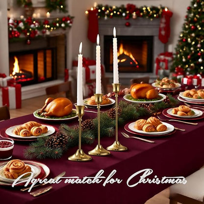 SylvaCraft Brass Gold Candle Holders Rustproof Taper Candlestick Holders for Holiday Party Table Centerpiece Wedding Fireplace Mantel Housewarming Gift(4 Sets(12 Pcs))