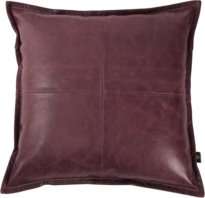 LL LEATHER LOVERS Lambskin Leather Pillow Cover - Sofa Cushion Case - Decorative Throw Covers for Living Room & Bedroom, 20x20 Inches - Pink Maroon Box Pack of 1