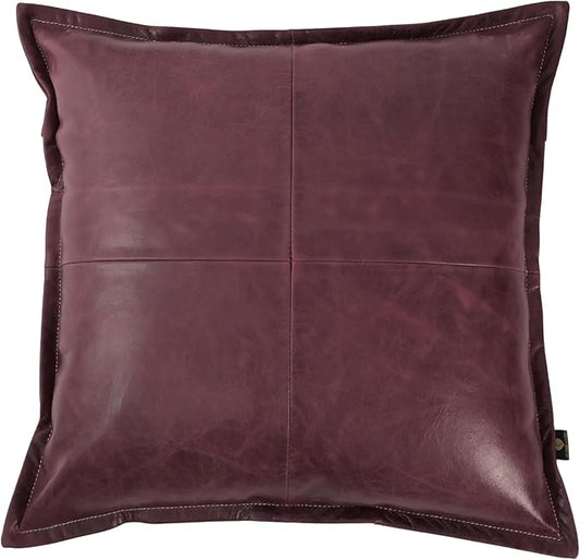 LL LEATHER LOVERS Lambskin Leather Pillow Cover - Sofa Cushion Case - Decorative Throw Covers for Living Room & Bedroom, 18x18 Inches - Pink Maroon Box Pack of 1