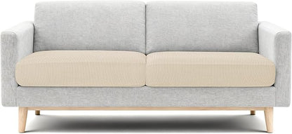 CHUN YI 2 Piece Couch Cushion Covers for Sofa Seat Slipcovers Suitable with Spandex Jacquard Washable Fabric (2 Piece Sofa Cushion Covers, Ivory)