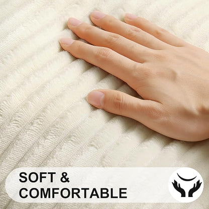 Simmore Decorative Spring Throw Pillow Covers 20x20 Set of 2, Soft Natural Plush Flannel Double-Sided Fluffy Couch Pillow Covers for Sofa Living Room, Beige