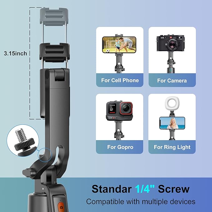 70" Auto Face Tracking Phone Tripod 360 Rotation,No App Required，Phone Tripod for w/Fill Light and Remote Control, Smart Shooting Stand for Vlog/TIK Tok Live Streaming YouTube Video Record