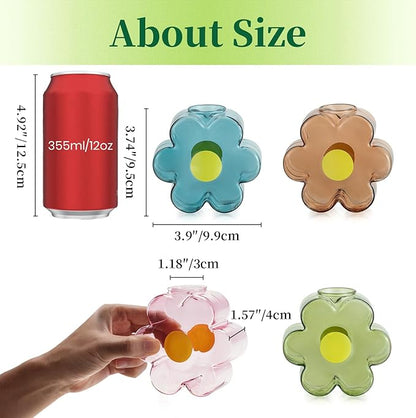 Hewory Unique Small Vases for Flowers: Colorful Vase Set Girly Home Shelf Decor - Cute Glass Bud Vases for Centerpieces Modern Living Room Office Bedroom (Pink & Blue & Green & Amber)