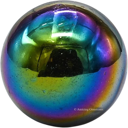 Amazing Gemstone Titanium Aura Rose Quartz Crystal Ball - 1 Inches Crystal Sphere Meditation Balls for Witchcraft and Decorative Balls - Crystals and Healing Stones Beginners Gift (Pack of 1)