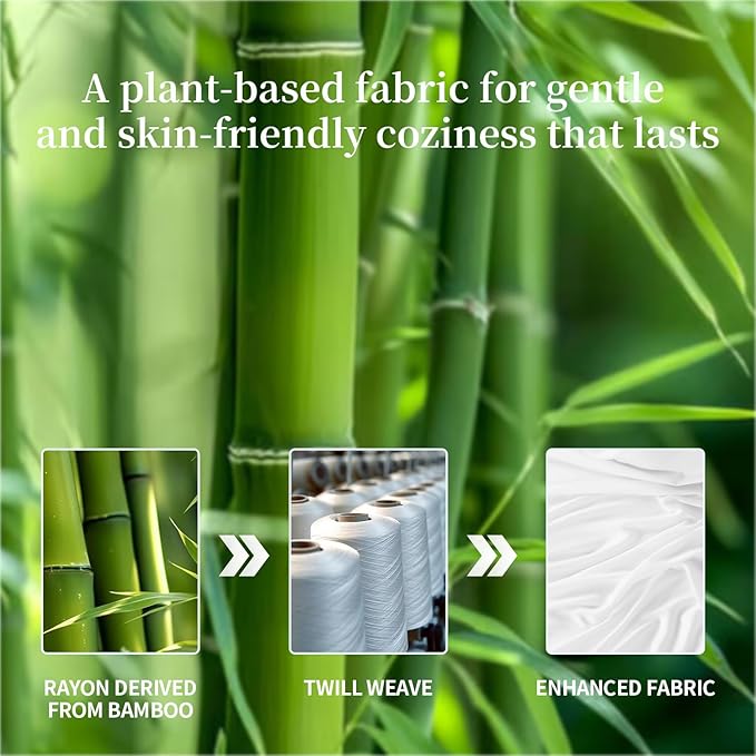 Shilucheng 100% Viscose Derived from Bamboo_ Sheets King Size 4pcs - Ultra Cooling & Silky Soft Bed Sheets, 16" Deep Pocket, Perfect for Hot Sleepers, Hotel Bedding Sheets (White)