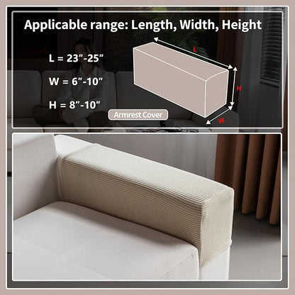 Sectional Couch Covers, Wear Resistant Stretch Sofa Covers Washable Soft Couch Cushion Covers Anti Slip Furniture Protector Sofa Slipcovers for Pets (1 Piece Armrest Sofa Cover, Light Brown)