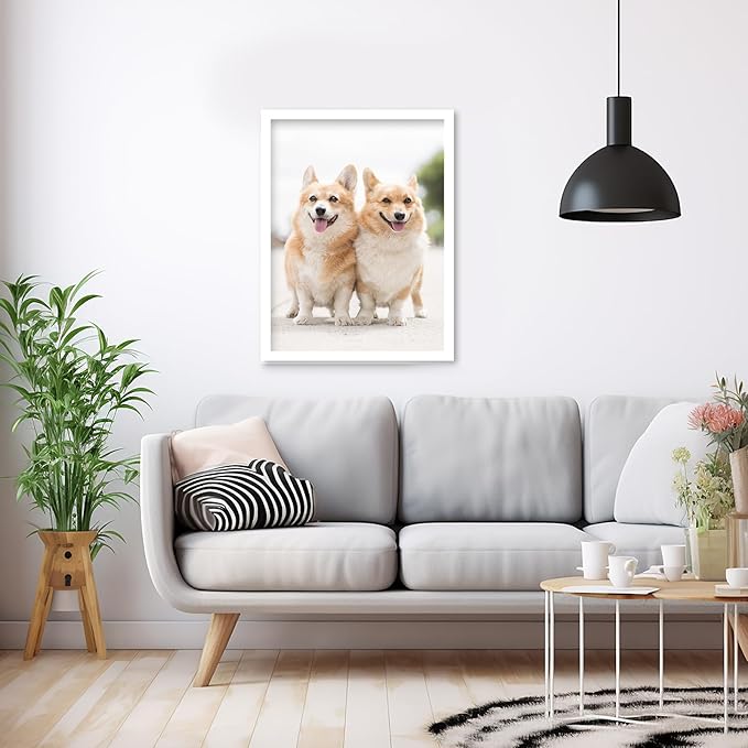Muzilife 24×36" White Poster Frames 1 Pack, Engineered Wood Movie Poster Picture Frames with HD Plexiglass Cover and Hanging Hardware for Horizontal or Vertical, Large