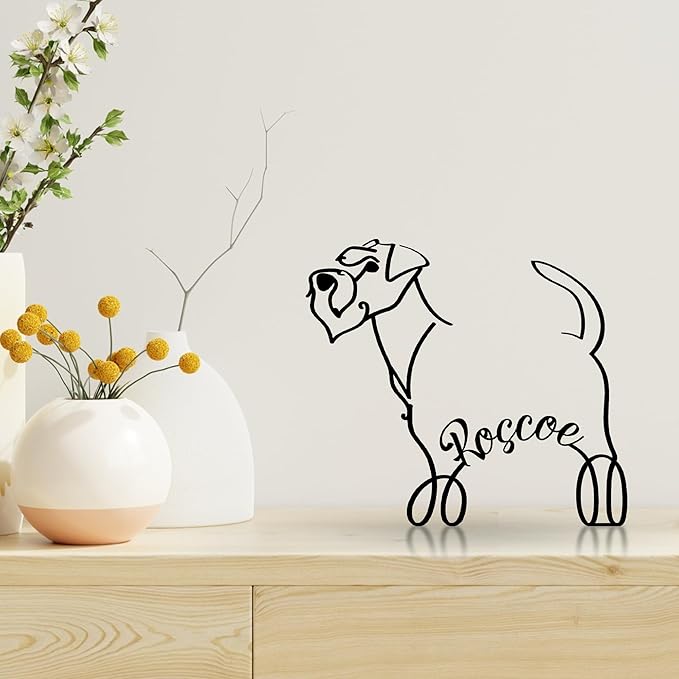 Schnauzer Dog Metal Desk, Custom Schnauzer Dog Minimalist Metal Table Sign Decor With Name, Pet Lover Sculpture Statue