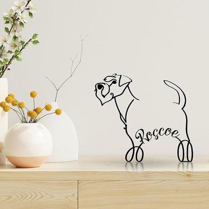 Schnauzer Dog Metal Desk, Custom Schnauzer Dog Minimalist Metal Table Sign Decor With Name, Pet Lover Sculpture Statue