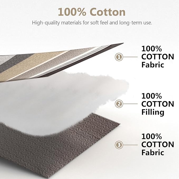 100% Cotton Quilts King Size, King Quilt Bedding Set Bedspread, Striped Quilt for King Bed, 3 Pieces Farmhouse Reversible Lightweight Comforter Bed Spread, Gray/Brown/Beige
