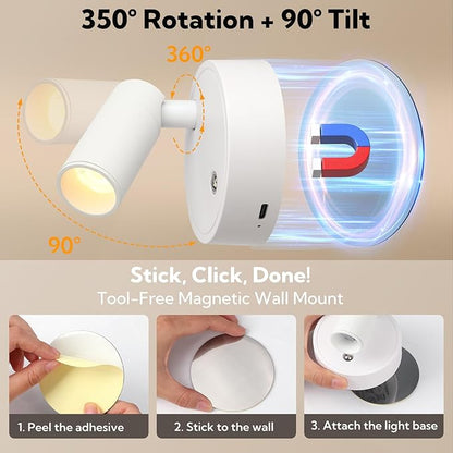 4 Pack Spotlights Indoor with Remote, Rechargeable Picture Lights, Wireless LED Uplighting with Dimmable 3CCT Modes, Display Lights for Artwork, Plant, Painting, and Accent Lighting, White