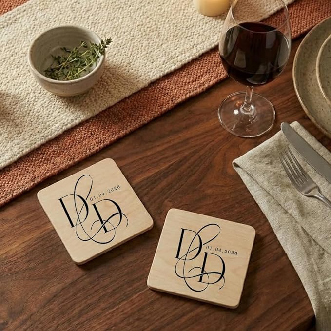 Luxury Custom Couples Wooden Coaster, Gifts for Boyfriend Girlfriend, Valentines Day Gift Gor Him Her, Wedding, Birthday, Anniversary, Christmas 8