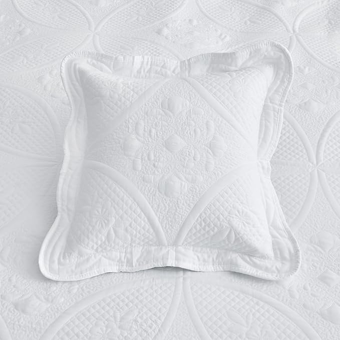 Oversized Bedspread - Queen Size Bedding Cover - Modern & Contemporary Coverlet Set, Real Stitching, Reversible, Lightweight, 5 Piece, White