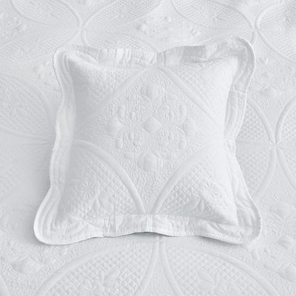 Bedspread - Full Size Bedding Cover - Modern & Contemporary Coverlet Set, Real Stitching, Reversible, Lightweight, 5 Piece, White