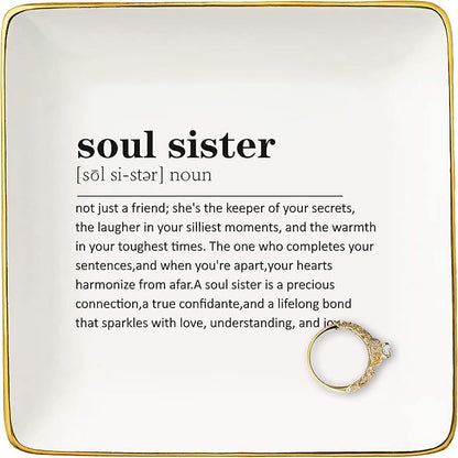 NZY Birthday,Christmas Gift for Soul Sister-Gratitude Affirmation Recognition Thank You Gift for Sister,Best Friend,Sis-in-Law,Bestie-Best Friend Ever-Friendship,Jewelry Tray Trinket Holder Ring Dish