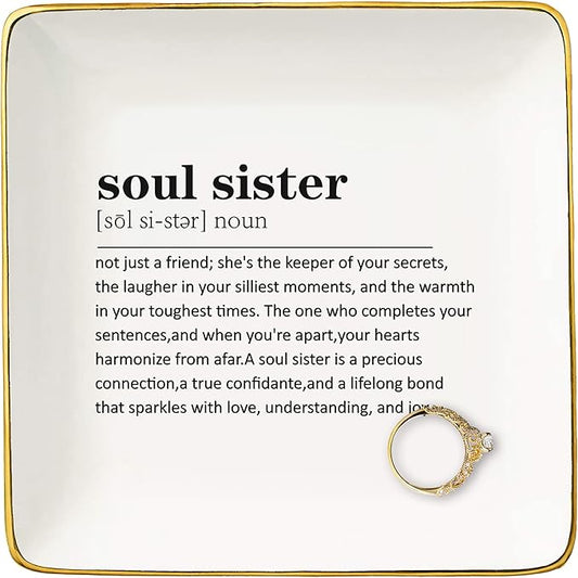 NZY Birthday,Christmas Gift for Soul Sister-Gratitude Affirmation Recognition Thank You Gift for Sister,Best Friend,Sis-in-Law,Bestie-Best Friend Ever-Friendship,Jewelry Tray Trinket Holder Ring Dish