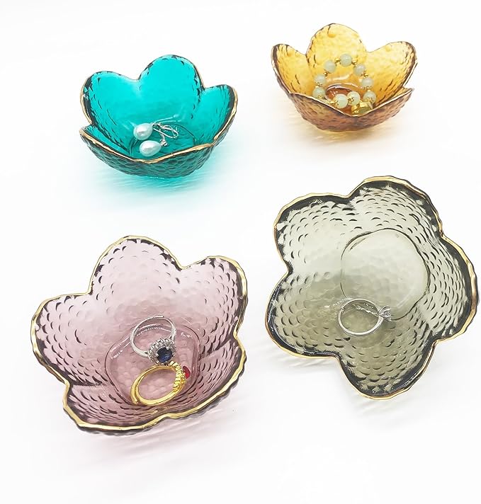 Small Ring Dish Jewelry Tray, Glass Jewelry Dish Trinket Bowl, Crystal Ring Holder Dish Jewelry Plate, Nightstand Decor Jewelry Holder Dish, Engagement Jewelry Bowl Dish for Rings, Earrings