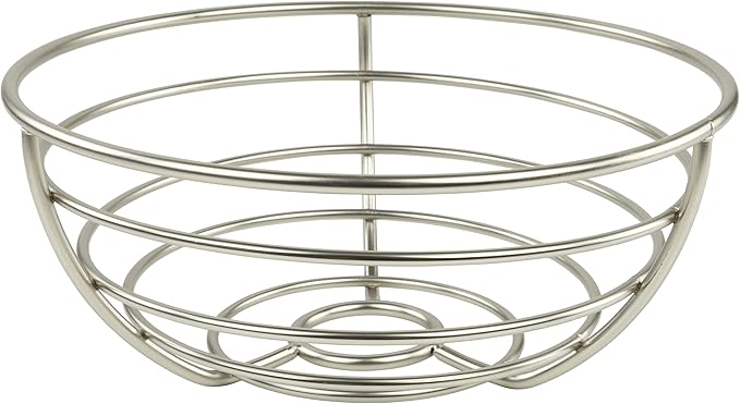 Spectrum Diversified Euro Fruit Bowl & Produce Basket Modern Countertop Food Storage for Fruits & Vegetables, Sleek Design with Sturdy Steel Construction,Silver