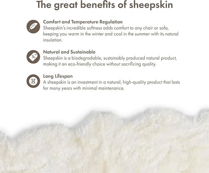 Real Sheepskin Rug 4x6 ft | Sheepskin Rugs for Living Room and Sofa | Bedside Rugs for Bedrooms | Large Fluffy Rug is Breathable & Heat-regulating in Color White
