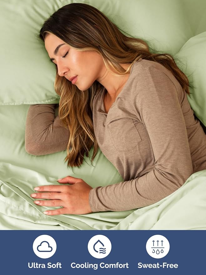 Extra Deep Queen Sheet Set - 6 Piece Breathable & Cooling Sheets - Hotel Luxury Bed Sheets Set - Easy & Secure Fit - Soft, Wrinkle Free & Comfy Sheets Set - Light Sage Sheet Set w/Extra Deep Pockets