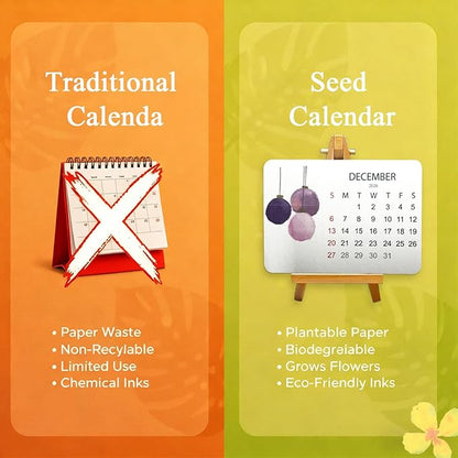 3PC Plantable Seed Calendar 2026, Eco-Friendly Plantable Love Seed Calendar 2026, Perfect Modern Greening Calendars Planner, Month Biodegradable Paper Planner, for Garden and Decor