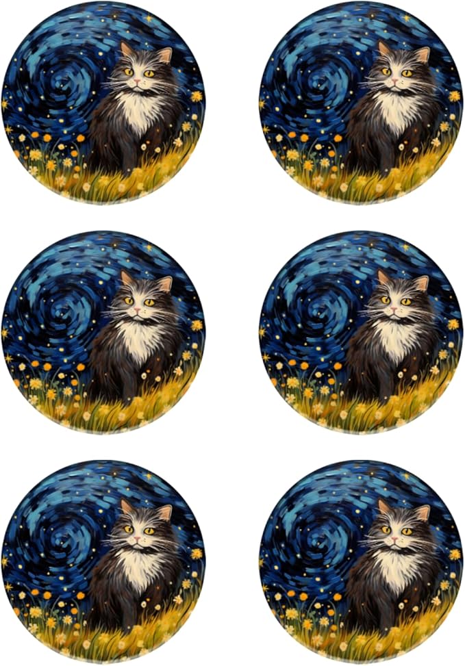 Coasters Set of 6 Ceramic Drink Coaster with Cork Base Modern Style Coasters for Mugs and Cups Office Kitchen 4 in
