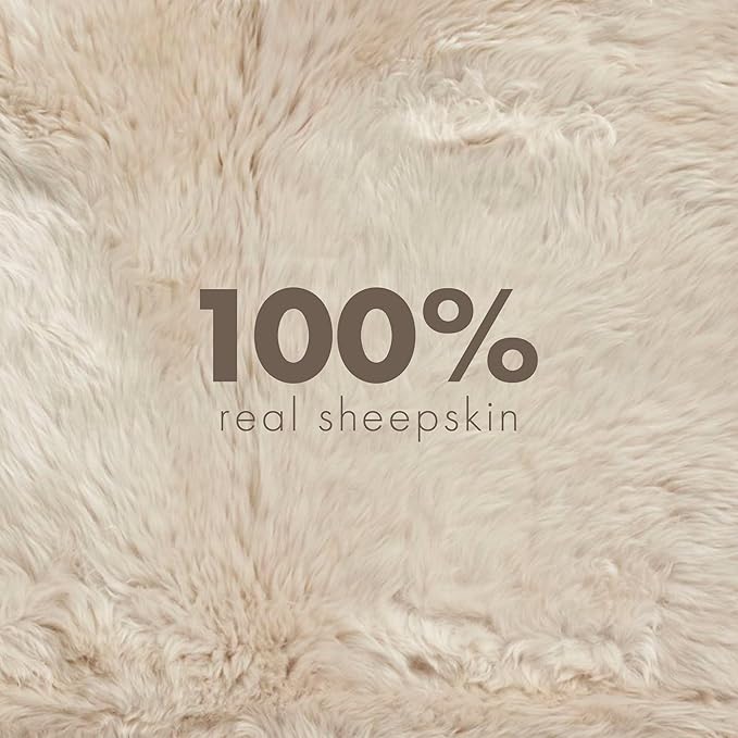 Real Sheepskin Rug 4x6 ft | Sheepskin Rugs for Living Room and Sofa | Bedside Rugs for Bedrooms | Large Fluffy Rug is Breathable & Heat-regulating in Color Beige
