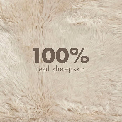 Real Sheepskin Rug 4x6 ft | Sheepskin Rugs for Living Room and Sofa | Bedside Rugs for Bedrooms | Large Fluffy Rug is Breathable & Heat-regulating in Color Beige