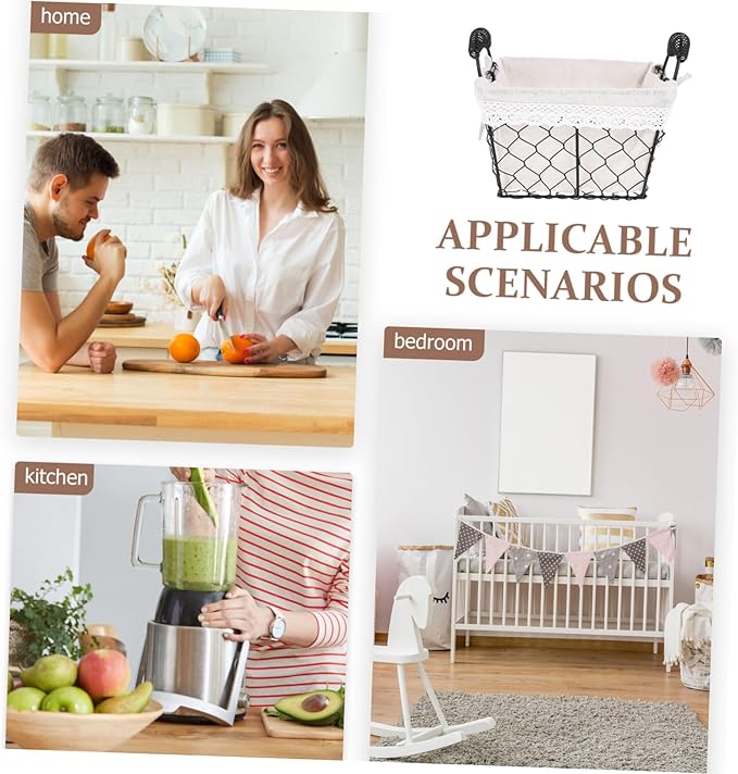 Iron Wire Fruit Basket with Handle Cotton Lined Storage Organizer for Kitchen and Home Multifunctional Tabletop Bread and Snack Holder Stylish Decorative Wire Basket for Household
