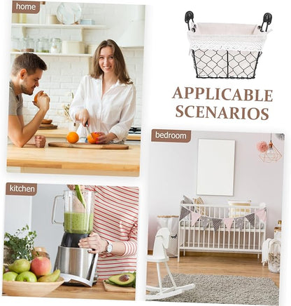 Iron Wire Fruit Basket with Handle Cotton Lined Storage Organizer for Kitchen and Home Multifunctional Tabletop Bread and Snack Holder Stylish Decorative Wire Basket for Household