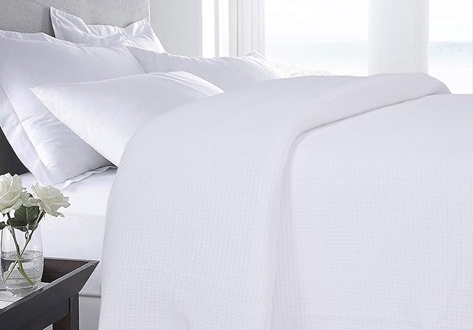DOLLCENT 100% Cotton California King Size Blanket for Bed, Premium Combed Lightweight Blankets, Washed Breathable Cozy Throw Blanket, White Cal King Cotton Blankets for All Season: White (102"x108")