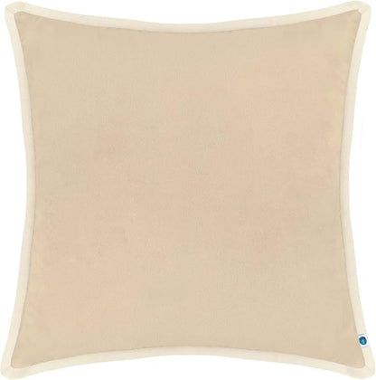 FINGERCRAFT Decorative Throw Pillow Cover Pack of 2 Soft Velvet Cushion Cover, Sofa and Bedroom Pillow Case 18" x 18" Cream