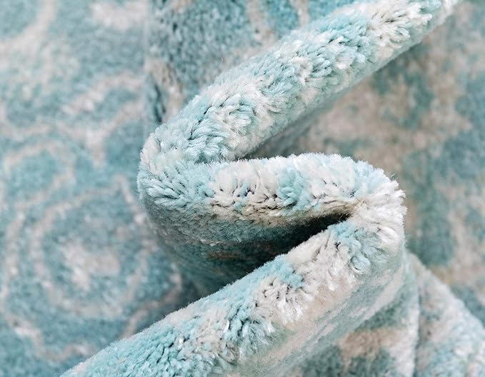 Rugs.com Arlington Collection Rug – 6 Ft Runner Aqua Medium-Pile Rug Perfect for Hallways, Entryways