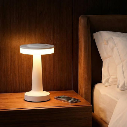 Riakrum 2 Pcs LED Portable Cordless Table Lamp with Touch Sensor 3 Color Stepless Dimming Rechargeable Battery up to 15 Hours Cordless Table Light Wireless Lamp for Nursery (White)