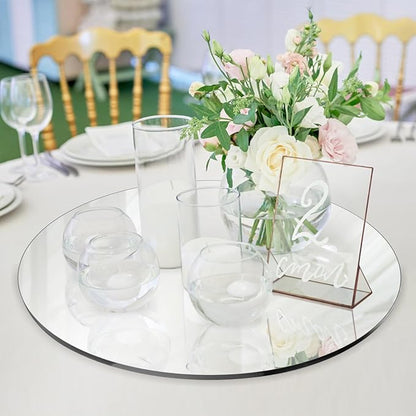 Seelenruhe 10" Round Mirrors for Centerpieces for Tables, Round Mirrors Trays Plates for Centerpieces, Wedding Decorations, Baby Shower Party, Christmas Decorations, 2mm, 12 PCS
