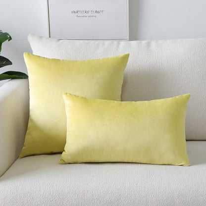 Artscope Luxury Velvet Pillow Covers Super Soft Decorative Square Throw Pillow Covers Case Cushion Covers for Sofa Couch Bedroom Car Decor 26x26 Inch Lemon Yellow