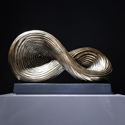 5.5‘’ Infinity Knot Sculpture - Abstract Decorative Object, Modern Infinity Loop Symbol for Home Decor, Knick Knacks for Shelves, Living Room Table, TV Stand, Geometric Coffee Table Statues(Gold)