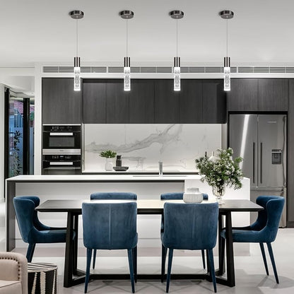 OKELI Modern Pendant Light,LED Bubble Crystal Kitchen Island Lights Fixtures,Black Mini Single Pendant Lighting for Kitchen Island Bar,6W,6000K,ETL,1Pack