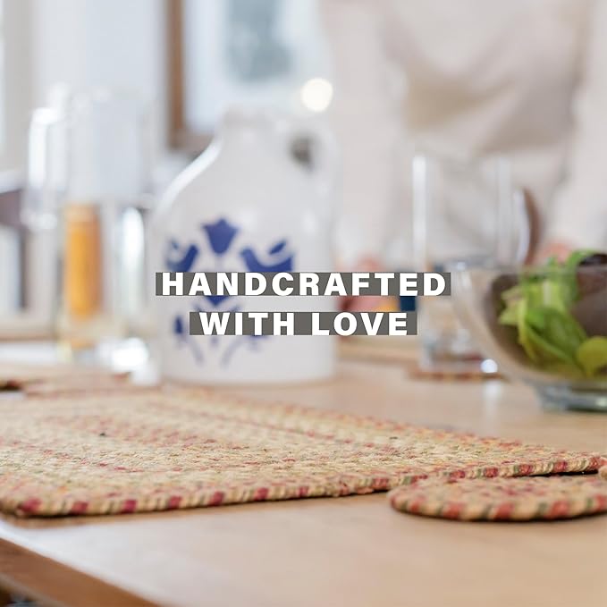 Homespice Harvest Jute Woven Placemats, Warm Country Decor, Set of 4, Multicolor 13x19 Rectangle Table Mats - Vibrant Colors, Durable, Easy to Clean and Protects Furniture