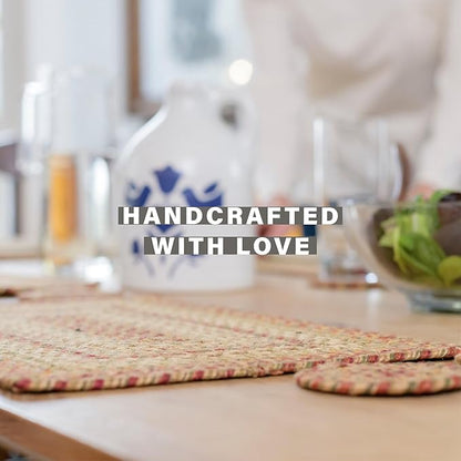 Homespice Harvest Jute Woven Placemats, Warm Country Decor, Set of 4, Multicolor 13x19 Rectangle Table Mats - Vibrant Colors, Durable, Easy to Clean and Protects Furniture