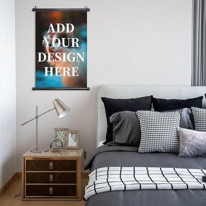 QXYIYBU Custom Hanging Poster Personalized Design Your Own Photo Logo Text Wall Art Adjustable Wooden Frame Canvas Poster Prints Decor for Living Room Bedroom 16 x 24 in